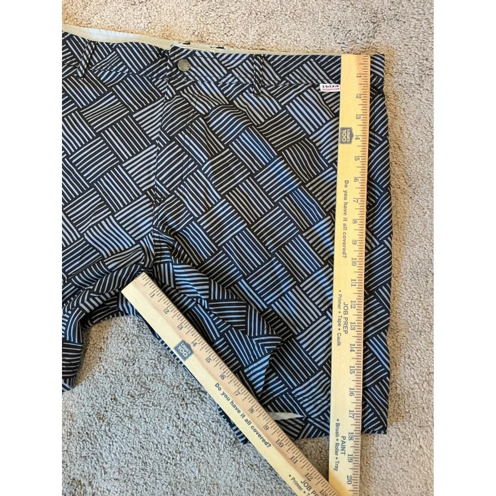 Ibiza Ocean Club Mens Geometric Print Swim Shorts Black White Size 36 Mesh Lined